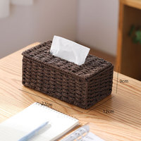 Boîte à mouchoirs décorative Boîte de rangement tissée Conteneur de serviettes Organisateur de bureau en corde de papier Fabriqué en Chine