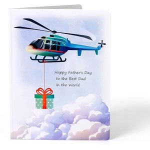 Carte de vœux d'anniversaire 3D pop-up avec un design de nuages et de carte du monde, papier finition mate pour les thèmes de voyage ou d'aventure - Product Image 4