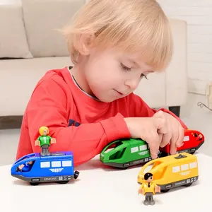 Edwone wooden track compatible high speed magnetic electric the train toy