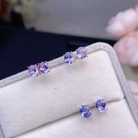 Fabrieksdirecte verkoop 925 zilver natuurlijke tanzaniet oorringen moderne fijne sieraden voor de modebewuste vrouw