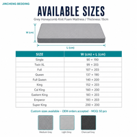 Matelas en mousse haute densité respirant, tricot nid d'abeille gris, taille King Queen, vente en gros OEM