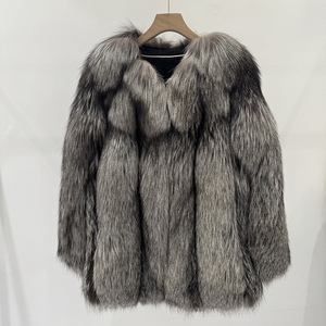 Venta Directa de Fábrica Abrigo de Piel Real de Zorro Natural para Mujer Chaqueta con Piel de Zorro - Product Image 1