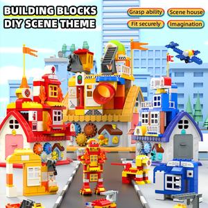 ชุดรูปแบบบล็อกก่อสร้างเม็ดเล็กๆแบบ DIY สำหรับเด็กชุดของเล่นสำหรับงานวิศวกรรมกองไฟอิฐก่อสร้างแบบจำลองพร้อมพรม - Product Image 2
