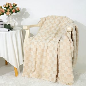 Sıcak satış süt beyaz ızgara rahat sahte kürk yastık battaniye kış sıcak yumuşak yastık battaniye - Product Image 4