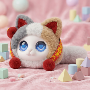 Cute <b>Plush</b> <b>Cat</b> Toy With Blue Eyes And Red Pom Poms For Kids 31cm-50cm Unisex Soft Stuffed Animal Ai Robot Toy Kids Ai Toys - Product Image 1