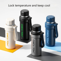 Nouvelle bouteille d'eau isotherme multifonctionnelle en acier inoxydable 304 de 650 ml avec paille et bec verseur direct, grand couvercle