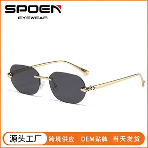 Gafas de Sol Ovaladas sin Montura, Lentes Degradadas, Protección UV400, Ligeras, Casuales para Mujer, 2025 - Product Image 5