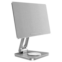 Support magnétique en aluminium à rotation 360° réglable pour iPad Pro avec base de charge sans fil 15W, support de tablette magnétique de bureau