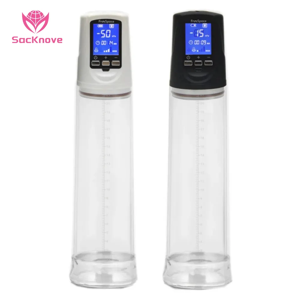 SacKnove Male Best Vacuum Enlargers Ereção LCD Screen USB Recarregável Automático Chupar Penis Bomba Elétrica para Sex Toy