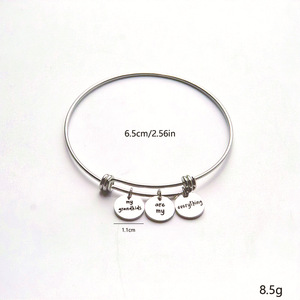 Stainless Steel <b>Bangle</b> With Cross And Pearl <b>Charm</b> God Is Good Tag Unisex Everyday Wear Jewelry - Product Image 3