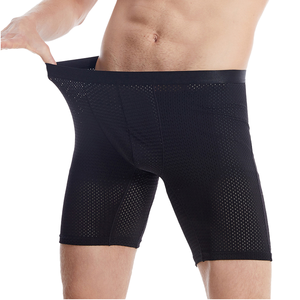 <b>Men's</b> Sports <b>Underwear</b> Sexy Breathable Flat Angle Long <b>Underwear</b> Anti-wear Legs Extended Ice <b>Silk</b> Mesh Nylon Knitted Waist for - Product Image 1