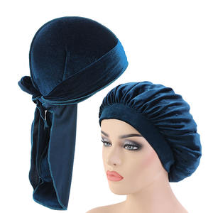 Offre Spéciale 2 pièces/ensemble velours hommes Durags et Bonnets casquettes de sommeil <span class=keywords><strong>Bonnet</strong></span> pour femmes TJM-414A/05B1 - Product Image 1