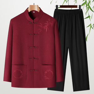 Ropa <span class=keywords><strong>Tradicional</strong></span> Étnica China, Hanfu <span class=keywords><strong>de</strong></span> Manga Larga para Hombres <span class=keywords><strong>de</strong></span> Mediana Edad y Mayores, Ropa Étnica Ligera para Papá - Product Image 2