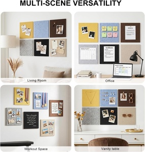 Paquete de 6 tableros de <span class=keywords><strong>fieltro</strong></span> cuadrados <span class=keywords><strong>con</strong></span> ganchos de imitación madera para exhibición en pared, organización de notas, colgar fotos y publicar avisos - Product Image 6