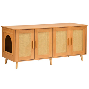 Meuble pour litière de chat en bois, armoire dissimulée pour litière de chat avec 2 compartiments pour chats d'intérieur - Product Image 3