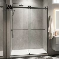 Porte de douche double coulissante sur mesure en verre trempé et acier inoxydable Mars Villa pour salle de bain (vente en gros)