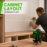 Niveau laser vert, niveau laser à faisceau vert, niveau laser 360°, niveau laser à lignes croisées, niveau laser vert 12 lignes