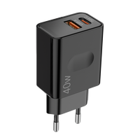 Multi-Port 40W USB-A/USB-C PD Chargeur rapide EU UK Plug avec protection OTP pour téléphone portable tablette ordinateur portable et appareil photo/écouteurs
