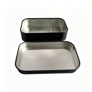 <b>Small</b> Black <b>Slide</b> Rectangle Tinplate Tin Box Custom Logo Eco-Friendly Recyclable Storage Case for Card Cosmetic Accessory Gift - Product Image 3