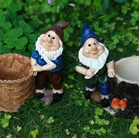 Ensemble de jardinières en résine, gnome de jardin, figurine d'elfe mignon, pot à fleurs, pot pour plantes succulentes, ornement de jardin pour extérieur, cour, pelouse, patio