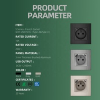 Cargador de pared para enchufe tipo E con puertos USB tipo A C adecuado para toma de corriente francesa estándar Apple Eu y Combo USB a C