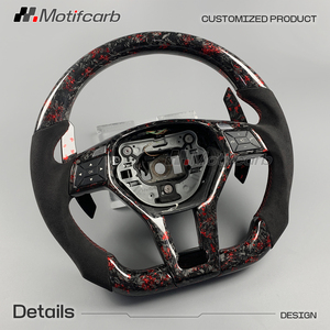 Volant personnalisé en fibre de carbone forgée rouge pour Mercedes-Benz W204 W212 Classe C Classe E SL C63 E63 GLA CLA AMG 2011-2015 - Product Image 3