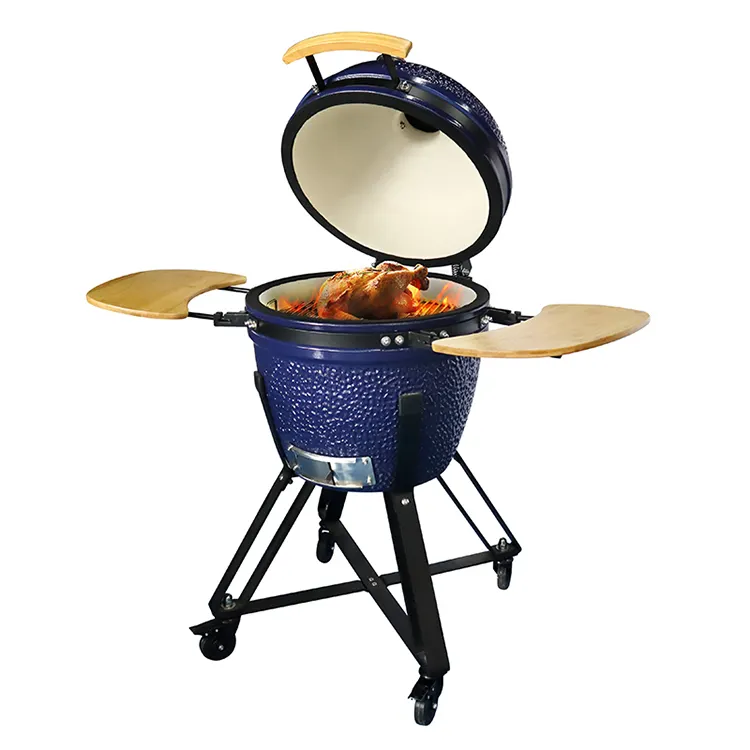 Groot Formaat Klassieke Keramische Roker Buitenkeuken Barbecue Grill Buiten Verticale Houtskool Keramische Eiergrills