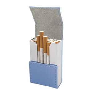 Estuche para Cigarrillos de Bolsillo en Cuero PU Azul Cielo, Diseño Clásico, Logotipo Impreso, Metal y Plástico para Almacenamiento de Accesorios para Fumar - Product Image 3