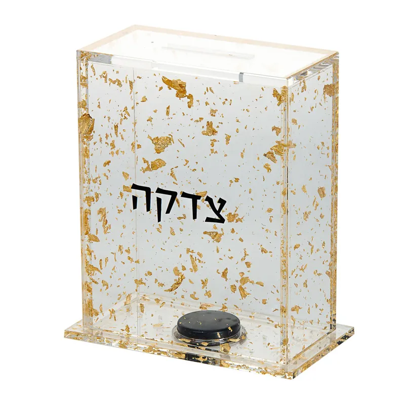 หรูหรา Judaica สีเต็มรูปแบบกล่องอะคริลิ Lucite Tzedakah กล่องเพื่อการกุศล,บริจาคเหรียญ