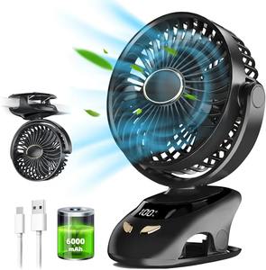 <b>Small</b> <b>Desk</b> Clip on <b>Fan</b>, Portable Personal USB Clip <b>Fan</b> for Home Office Travel Bed Stroller Camping Outdoor Golf Cart <b>Fan</b> - Product Image 1