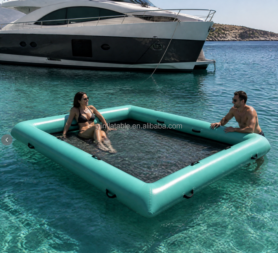Drop Stitch Inflatable Floating Pool Platform Sun Deck With D Rings ...