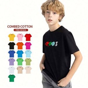 T-shirt décontracté compressé pour enfants, impression de logo personnalisé, 100 % coton respirant, manches courtes pour bébés filles et garçons - Product Image 4