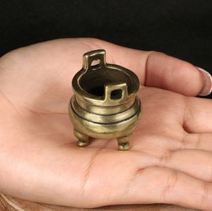 絶妙な小さな香炉香炉アンティークブロンズ彫刻三脚炉模造古い銅アンティークコレクション - Product Image 1