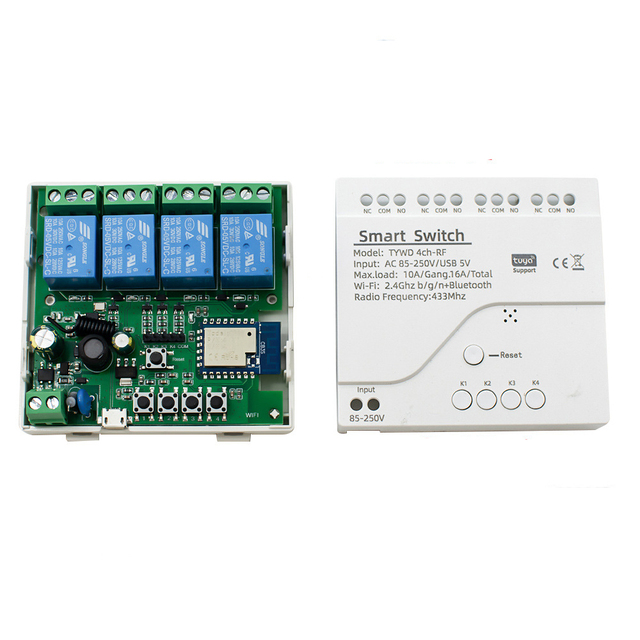 AC 220V 110V Tuya Smart Wifi Motor Switch Module 4CH AC 85-250V APP Remote Control Inching Relay for Alexa Google Hom