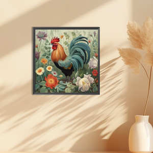 Kit de <span class=keywords><strong>Peinture</strong></span> Diamant 5D DIY 40x40cm, Motif Animal <span class=keywords><strong>Coq</strong></span> et Poulet dans le Jardin, Mosaïque à Perles Rondes Complètes - Product Image 4