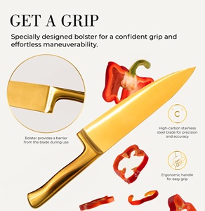 Luxury Cuchillos De Cocina Professional Steel Kitchen <b>Knife</b> Gold Titanium Chef Kitchen <b>Knife</b> Set Kitchen <b>Knives</b> Set - Product Image 3