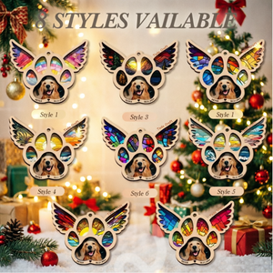 Ornement de Noël en bois personnalisé avec photo de chien, décoration suspendue patte d'animal, artisanat en bois imprimé UV double couche pour sapin de Noël - Product Image 5