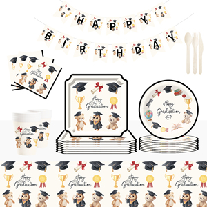 Platos, Vasos y Servilletas con Temática de Graduación DAMAI, Platos de Papel Desechables para Graduación, Artículos de Fiesta, Decoraciones, para 8 Personas - Product Image 1