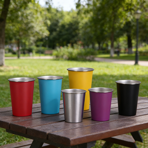 Gobelets réutilisables en acier inoxydable hexagonaux dorés arc-en-ciel de 300 ml, 350 ml et 500 ml (16 oz) pour la bière, les fêtes, les jeux et la famille - Product Image 1