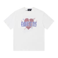 T-shirt à manches courtes MIXED EMOTION, style américain, nouvelle tendance vintage, imprimé diamant sur le devant et le dos, style couple, streetwear