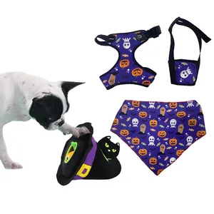 Festival personalizzati tema Halloween divertente Pet Dog Harness collare guinzaglio e Set di giocattoli per cani