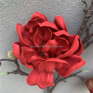 A-382 fleurs en mousse PU de haute qualité 7 têtes fleurs de <span class=keywords><strong>Magnolia</strong></span> artificielles rouge vraie touche grande fleur pour Arrangement - Product Image 5