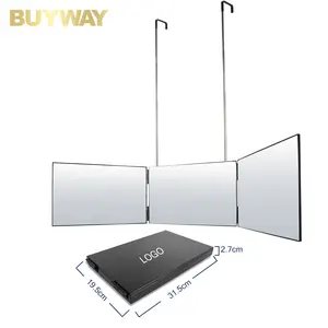 Hot Sales Factory Customized 3 Ways Products 360 Degree Angle Hook On The Door Shaving Tri-fold Makeup Mirror