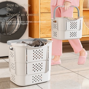 ชั้นวางตะกร้าใส่เสื้อผ้าสกปรกความจุสูงวัสดุ PP แบบพับเก็บได้พร้อมดีไซน์เรียบง่ายทันสมัยสำหรับจัดเก็บเสื้อผ้าในบ้าน - Product Image 3