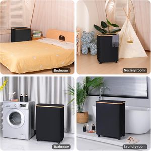 Cesto de ropa plegable rectangular moderno, bolsas extraíbles, organizador de cesta de ropa plegable, dormitorio, baño, manejo sucio - Product Image 4