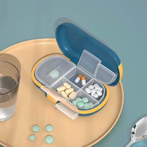 Portable <b>mini</b> pillbox with 7-day capacity, large <b>storage</b>, pill dispenser, and sealed tablet/medicine refill <b>box</b>. - Product Image 5