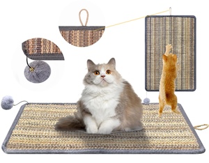 Tapis à gratter mural et au sol en sisal naturel, jouet griffoir pour chat - Product Image 1