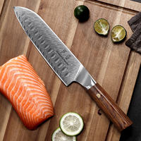 Couteau de chef Santoku japonais VG10 à marque privée OEM, couteaux de cuisine professionnels Kiritsuke, coffret cadeau, couteau en acier Damas