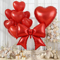 Lot de 10 ballons en forme de cœur de 30 pouces et nœuds de 38 pouces pour mariage, anniversaire, baby shower – Décoration de fête, ballons en aluminium à l'hélium