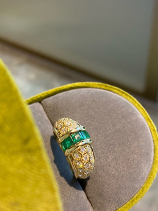 Anillo <span class=keywords><strong>de</strong></span> Oro Amarillo <span class=keywords><strong>de</strong></span> 18K con Esmeralda Natural para Mujer, Joyería Fina LUOWEND - Product Image 3